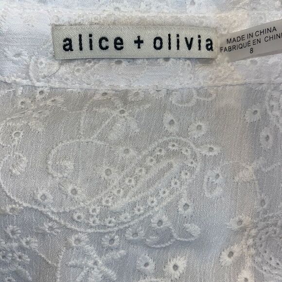 Alice + Olivia Blakesley Blouson Eyelet Mini Dress size 8 NWT $ 495.00 - Picture 10 of 11